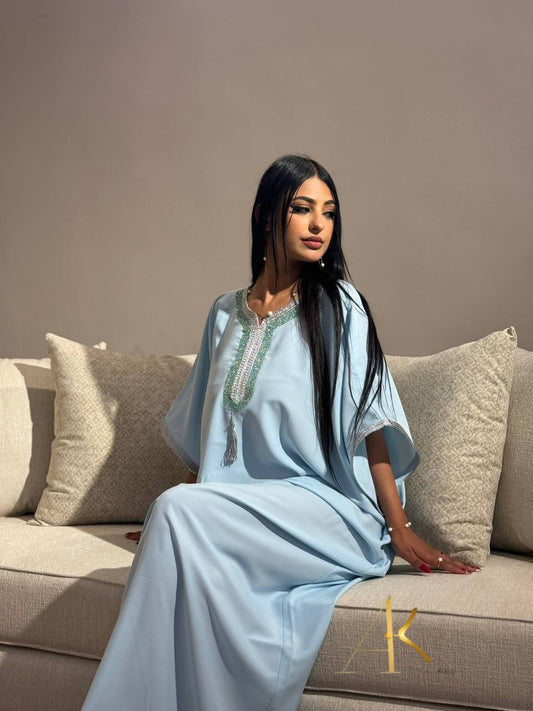Gandoura MAROCAINE Bleu ciel