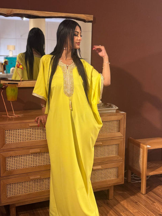 Gandoura MAROCAINE jaune